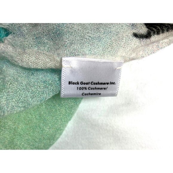 $450 Black Goat Cashmere Oblong large Scarf Shawl Watercolor Abstract Landscape - Picture 3 of 3